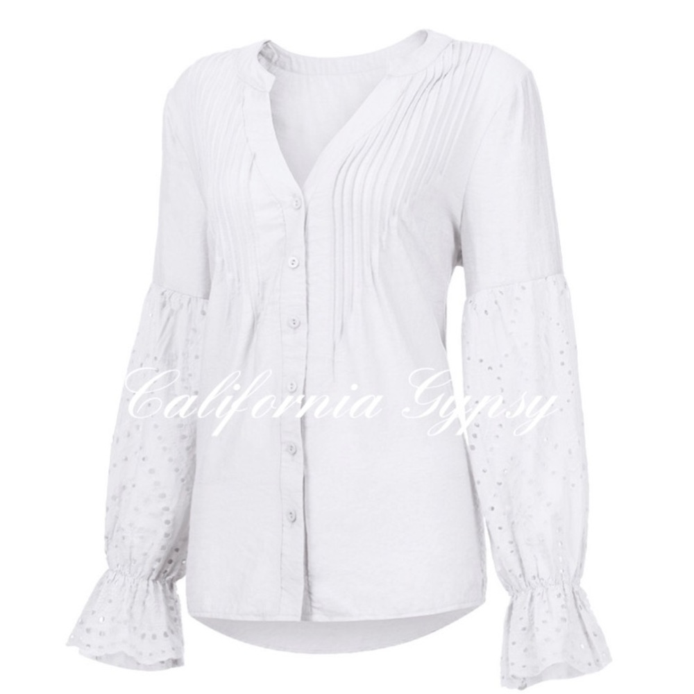 Boho Chic Eyelet Blouse - Picture 3 of 14